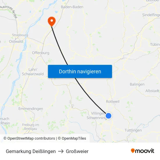 Gemarkung Deißlingen to Großweier map