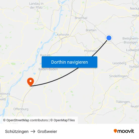 Schützingen to Großweier map
