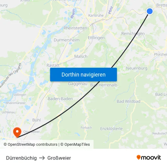 Dürrenbüchig to Großweier map