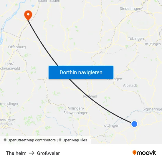 Thalheim to Großweier map