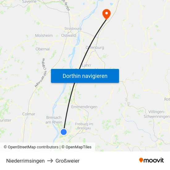 Niederrimsingen to Großweier map