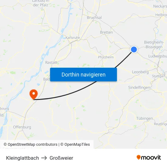 Kleinglattbach to Großweier map