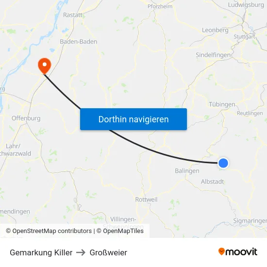 Gemarkung Killer to Großweier map