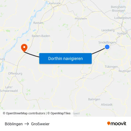 Böblingen to Großweier map