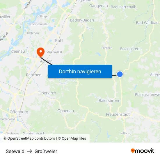 Seewald to Großweier map
