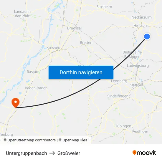 Untergruppenbach to Großweier map