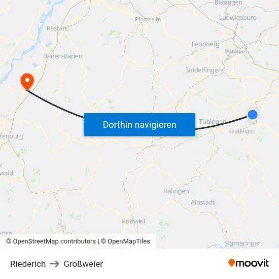 Riederich to Großweier map