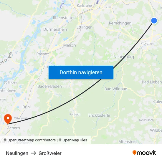 Neulingen to Großweier map