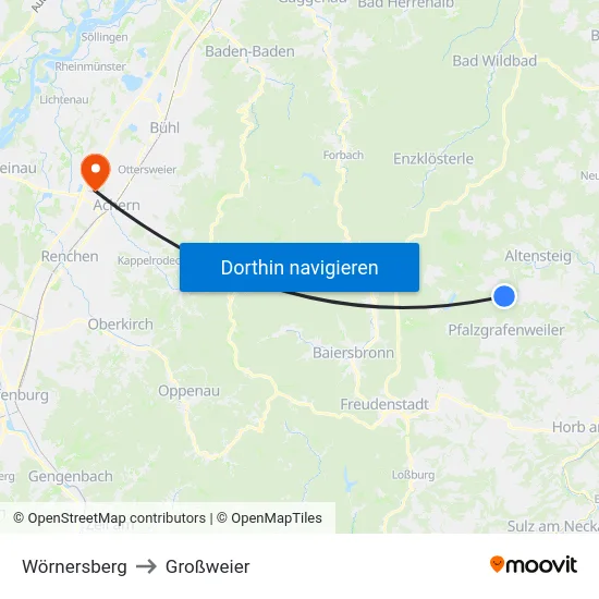 Wörnersberg to Großweier map