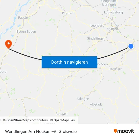 Wendlingen Am Neckar to Großweier map