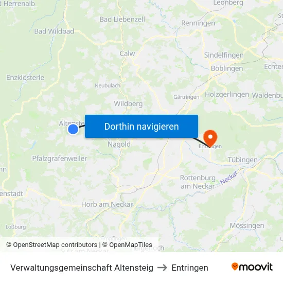 Verwaltungsgemeinschaft Altensteig to Entringen map