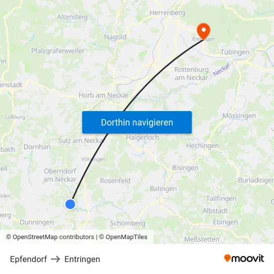 Epfendorf to Entringen map