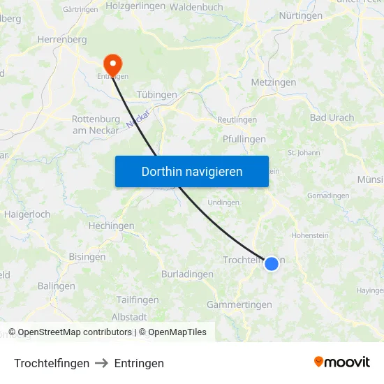 Trochtelfingen to Entringen map