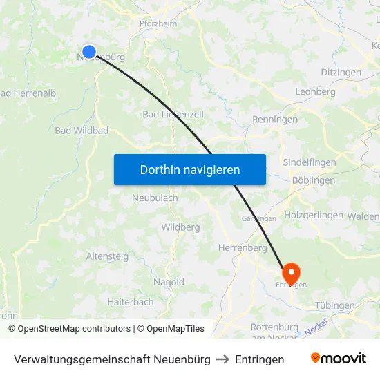 Verwaltungsgemeinschaft Neuenbürg to Entringen map