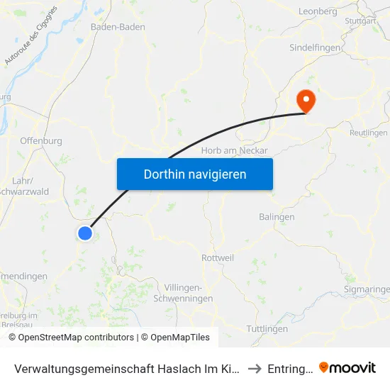 Verwaltungsgemeinschaft Haslach Im Kinzigtal to Entringen map