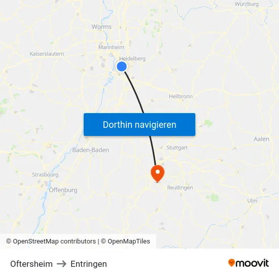 Oftersheim to Entringen map