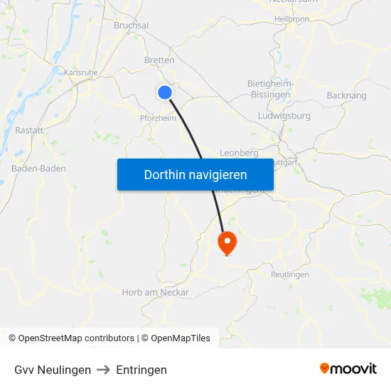 Gvv Neulingen to Entringen map