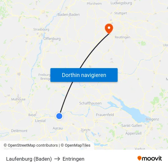 Laufenburg (Baden) to Entringen map