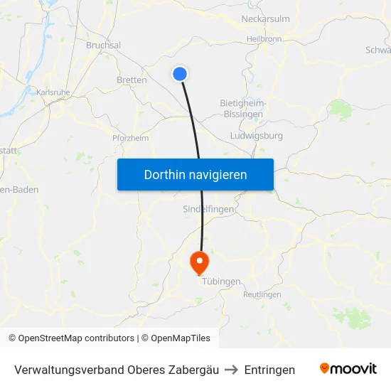 Verwaltungsverband Oberes Zabergäu to Entringen map