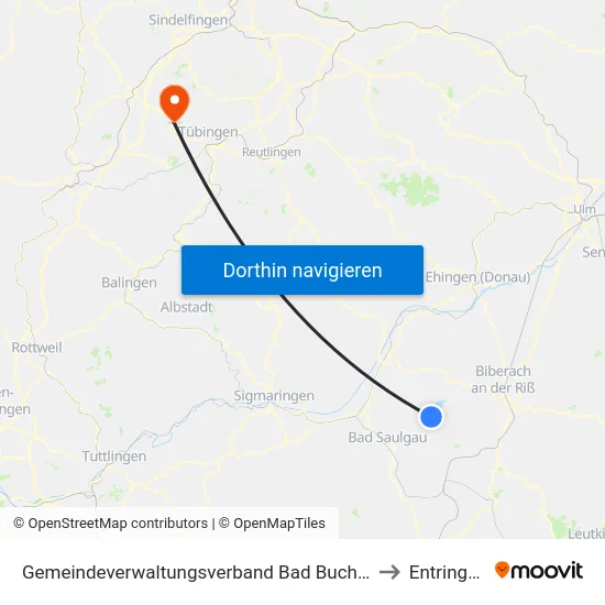 Gemeindeverwaltungsverband Bad Buchau to Entringen map