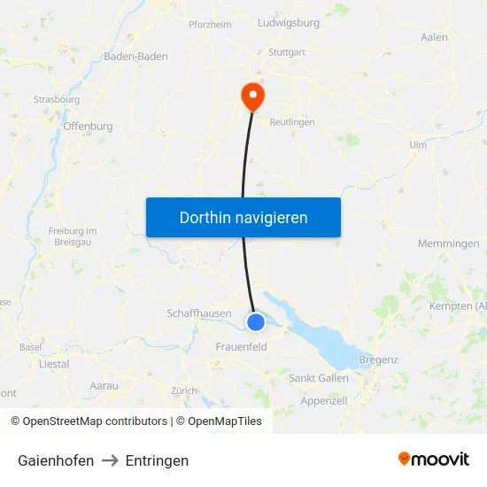 Gaienhofen to Entringen map