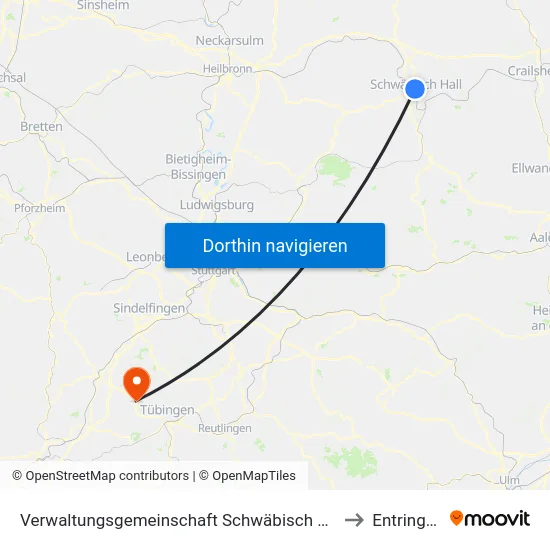 Verwaltungsgemeinschaft Schwäbisch Hall to Entringen map