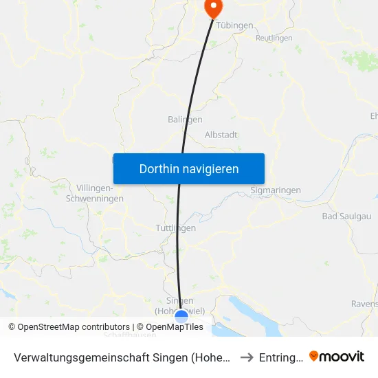 Verwaltungsgemeinschaft Singen (Hohentwiel) to Entringen map