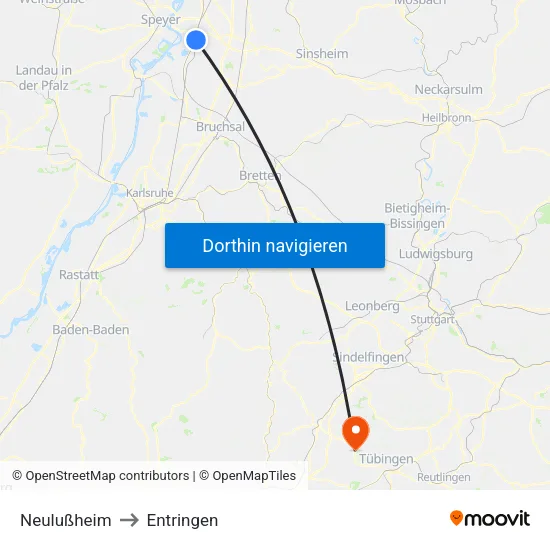 Neulußheim to Entringen map