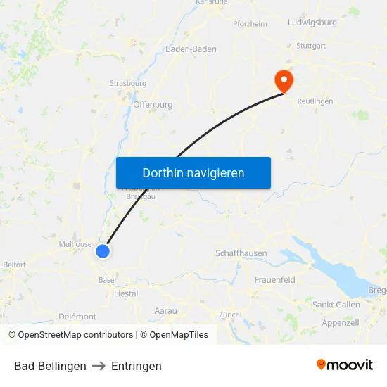 Bad Bellingen to Entringen map