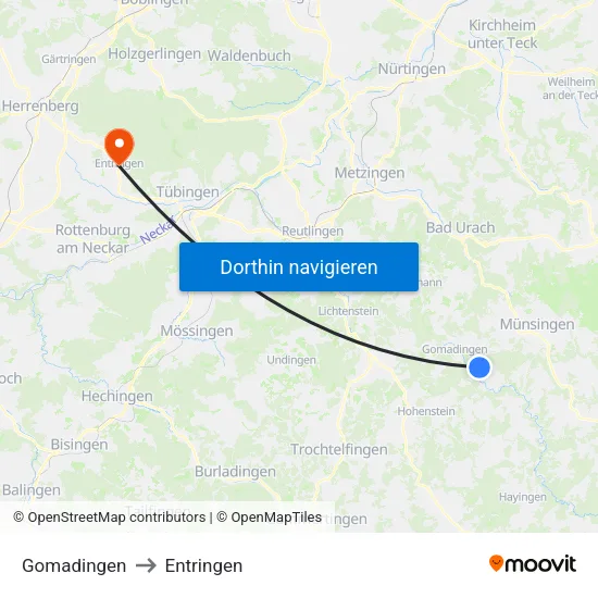 Gomadingen to Entringen map