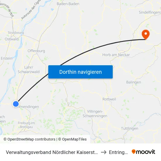 Verwaltungsverband Nördlicher Kaiserstuhl to Entringen map