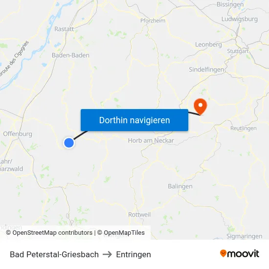 Bad Peterstal-Griesbach to Entringen map