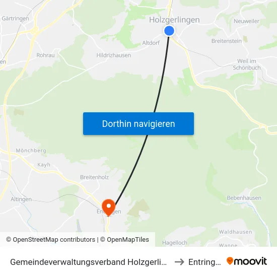 Gemeindeverwaltungsverband Holzgerlingen to Entringen map