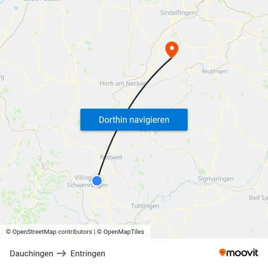Dauchingen to Entringen map