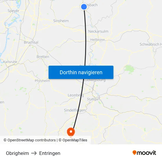 Obrigheim to Entringen map
