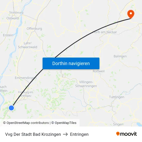 Vvg Der Stadt Bad Krozingen to Entringen map