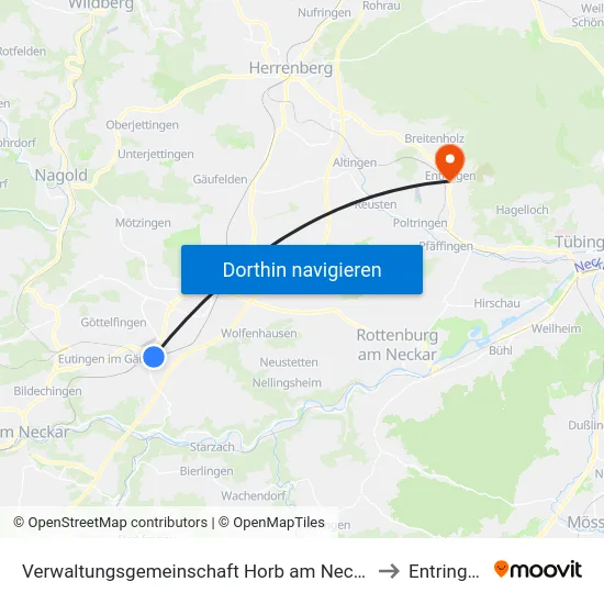 Verwaltungsgemeinschaft Horb am Neckar to Entringen map
