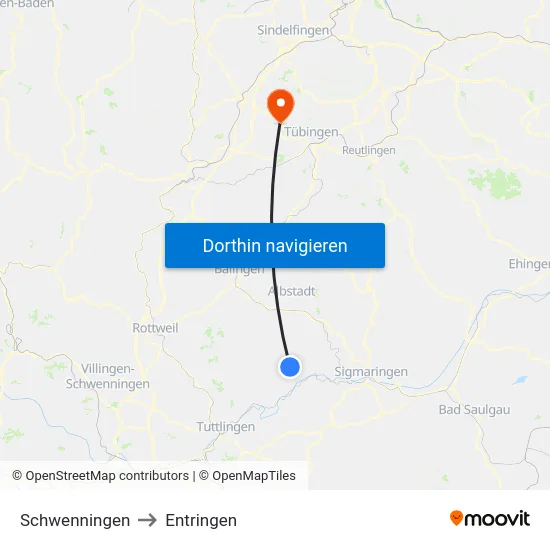 Schwenningen to Entringen map