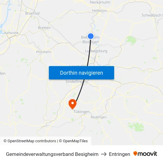 Gemeindeverwaltungsverband Besigheim to Entringen map
