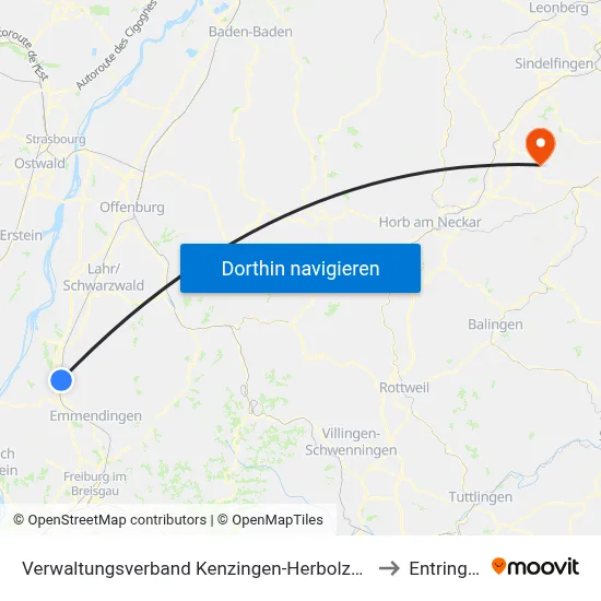 Verwaltungsverband Kenzingen-Herbolzheim to Entringen map
