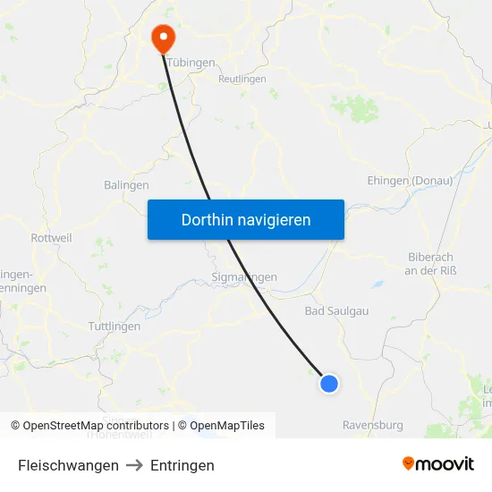 Fleischwangen to Entringen map