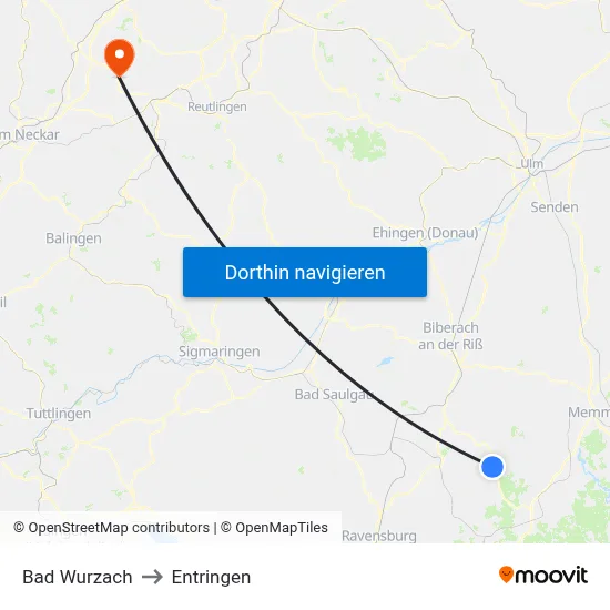 Bad Wurzach to Entringen map