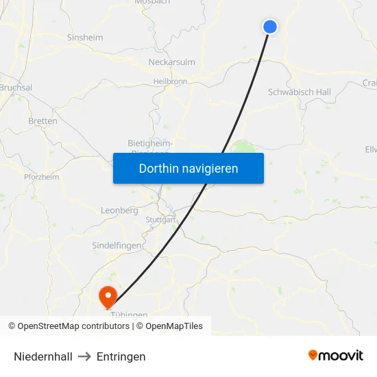 Niedernhall to Entringen map