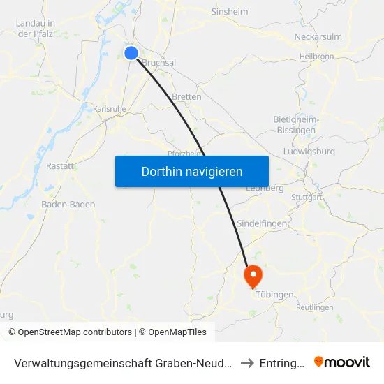 Verwaltungsgemeinschaft Graben-Neudorf to Entringen map