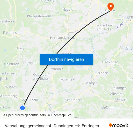 Verwaltungsgemeinschaft Dunningen to Entringen map