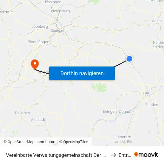 Vereinbarte Verwaltungsgemeinschaft Der Stadt Geislingen An Der Steige to Entringen map