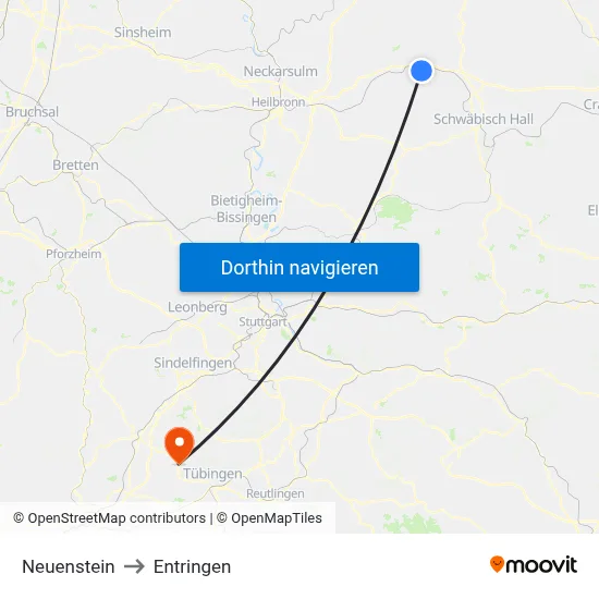 Neuenstein to Entringen map