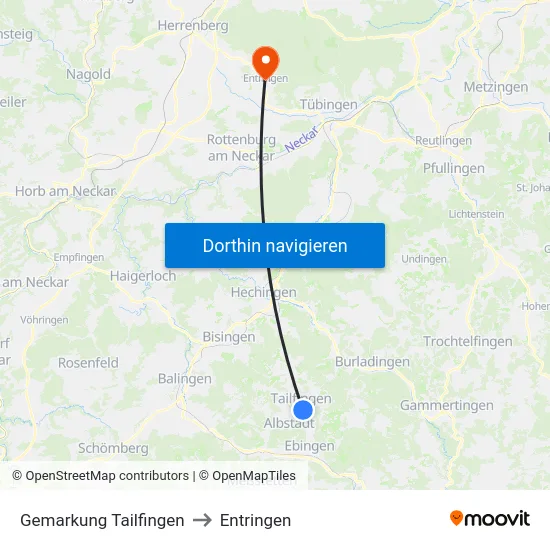 Gemarkung Tailfingen to Entringen map