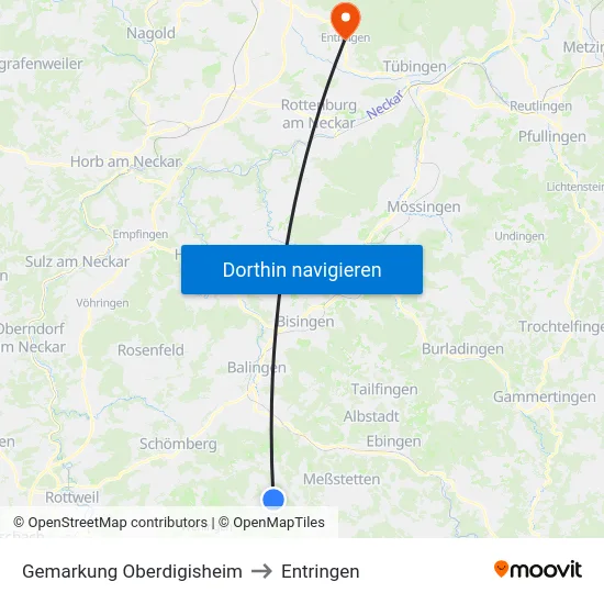 Gemarkung Oberdigisheim to Entringen map