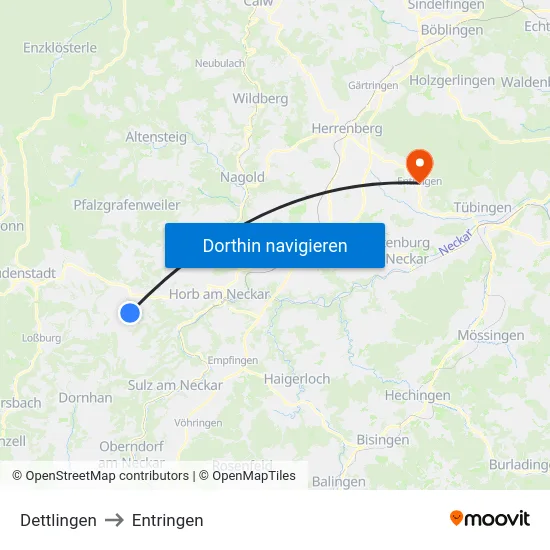 Dettlingen to Entringen map